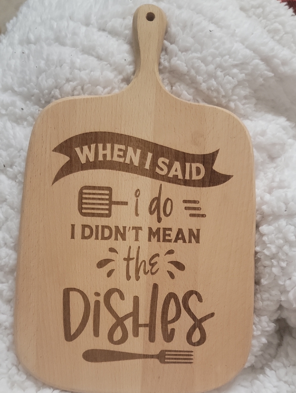 Wooden Paddle Cutting/Serving Board with 'When I Said I Do' Engraving - Natural